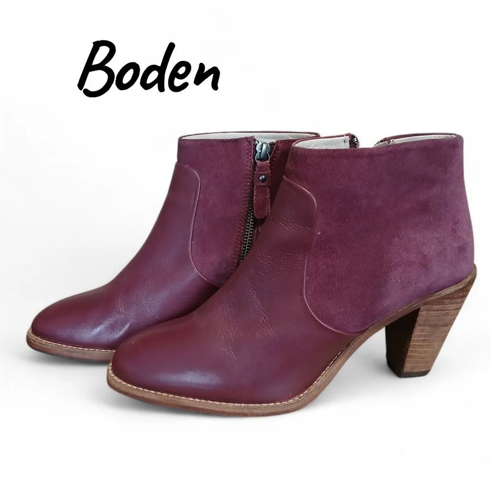 Boden Women's Size 10 US 41 EU Rich Plum Ankle Booties